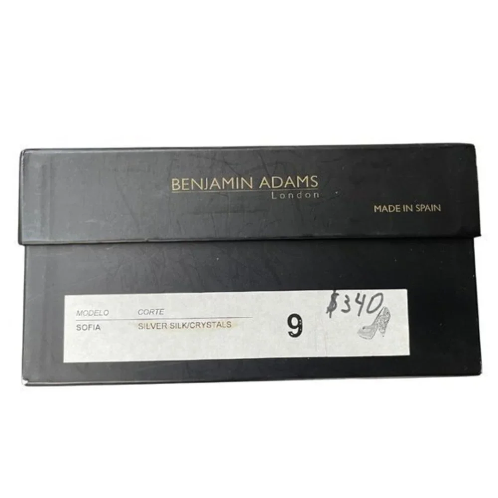Benjamin Adams Silver Silk/Swarovski Crystal Shoes - Size 9